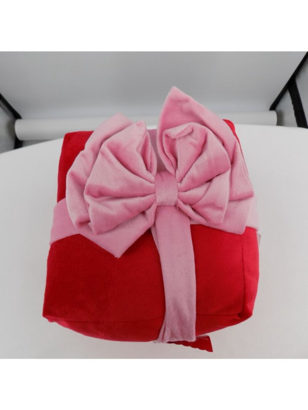 Ashland Plush Present Pillow Berry Jolly Red Pink Bow Square 8.5" x 9" Decor NWT - Picture 2 of 11
